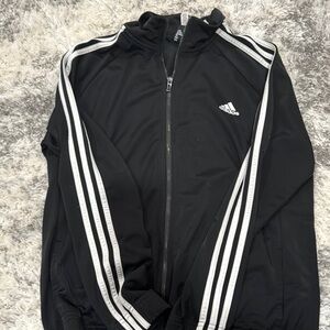 Adidas Black Track Jacket with White Stripes